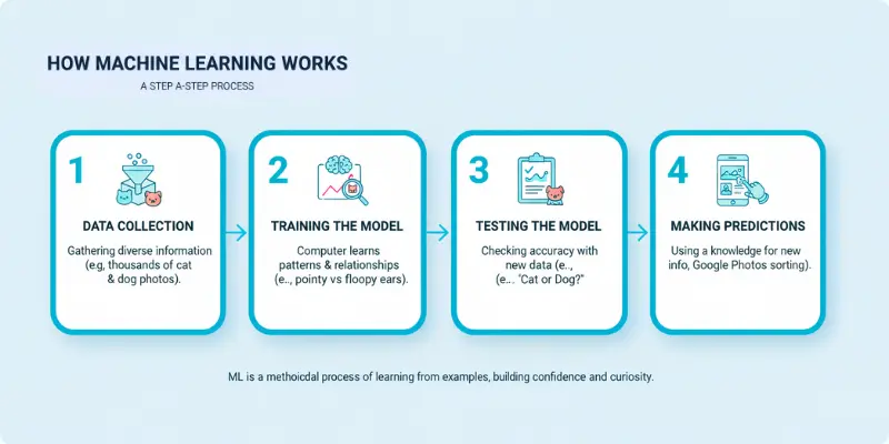 Image, what is machine learning for school students, showing, How machine learning works